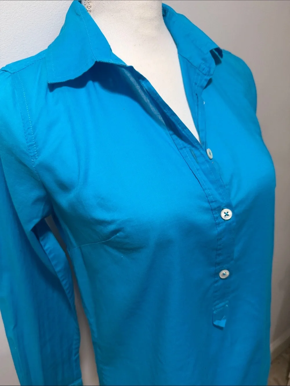J Crew Women Linen Coastal Nautical Collared Shirt Preppy MobWife Size 0 Classic